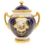 Coalport twin handled lidded potpourri vase,