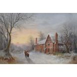 Walter Reeves of Handsworth (exh. 1882-1900) "A Winter Morning near Stratford on Avon", oil.