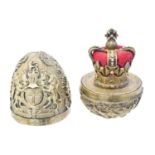 A silver gilt and enamel 'Silver Jubilee' surprise egg by Stuart Devlin,