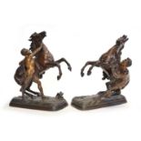 A pair of Victorian Spelter figures, Marly Horses