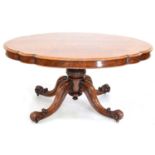 Victorian figured walnut loo table
