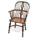 Mid 19th century ash and elm low-back Windsor chair