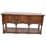 Late 20th-century reproduction Marthenshire oak dresser base