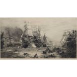 William Lionel Wyllie R.A. (1851-1931) "The Battle of Trafalgar", signed etching.