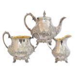 A Victorian silver three-piece tea set,