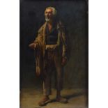 P. Franco (19th century) Portrait of a beggar, oil.