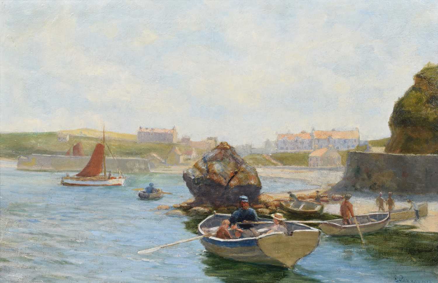 Edwin Binney (19th/20th century) "Cemaes Bay, Anglesey", oil.