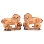 Pair of Staffordshire Lions