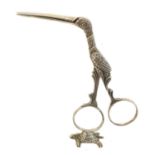 A pair of early 20th century German Hanau silver embroidery scissors,
