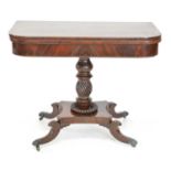 William IV mahogany fold-over tea table