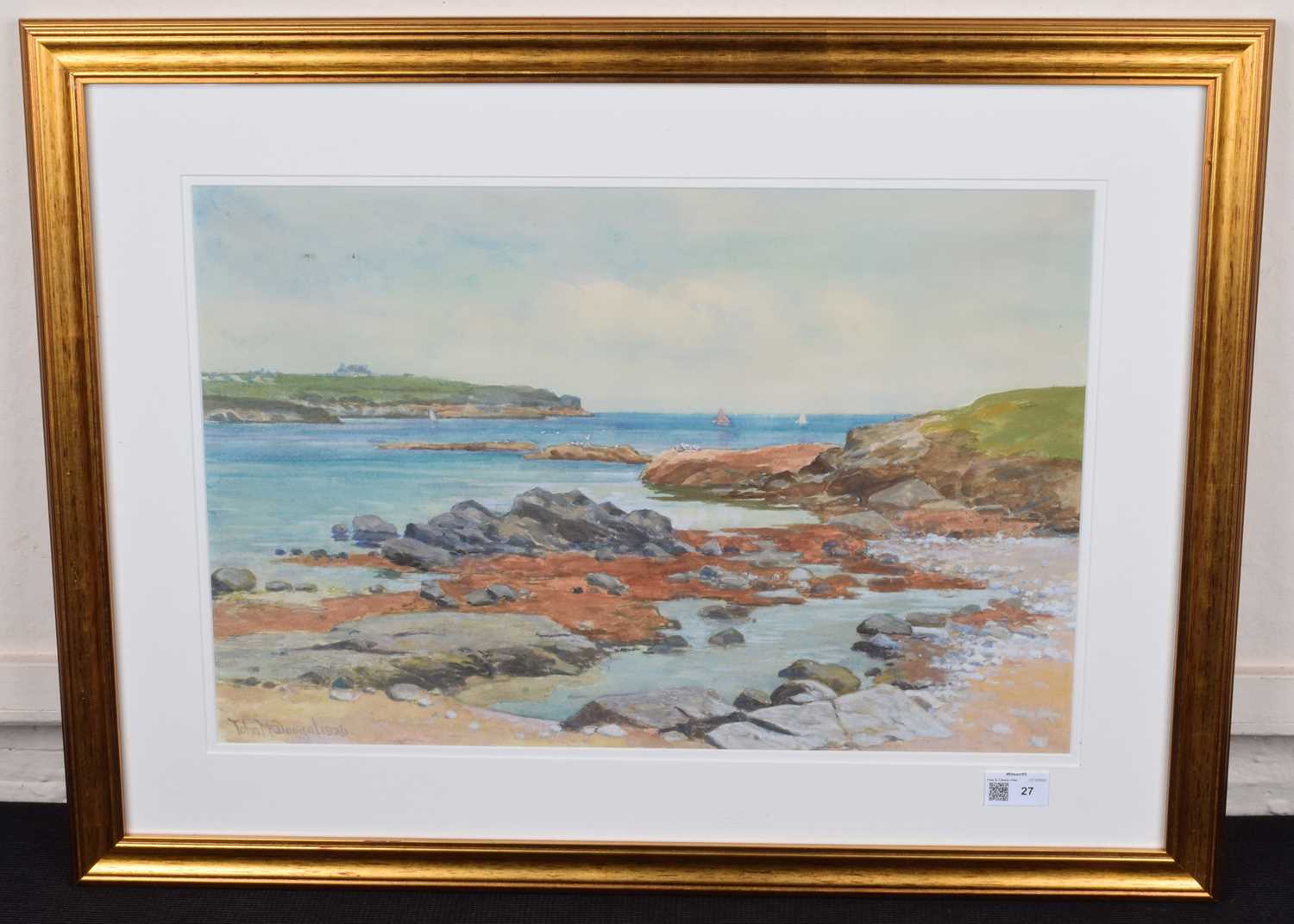 John McDougal (1880-1934) Coastal view, watercolour. - Image 2 of 2