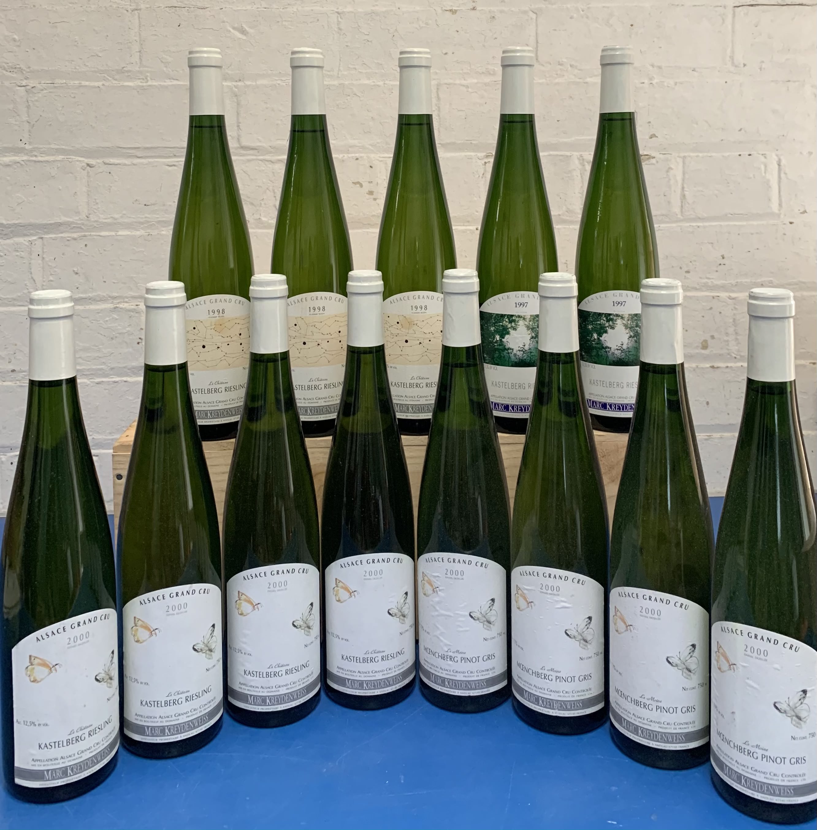 13 Bottles Excellent Alsace Grand Cru Kastelberg Riesling and Moenchberg Pinot Gris