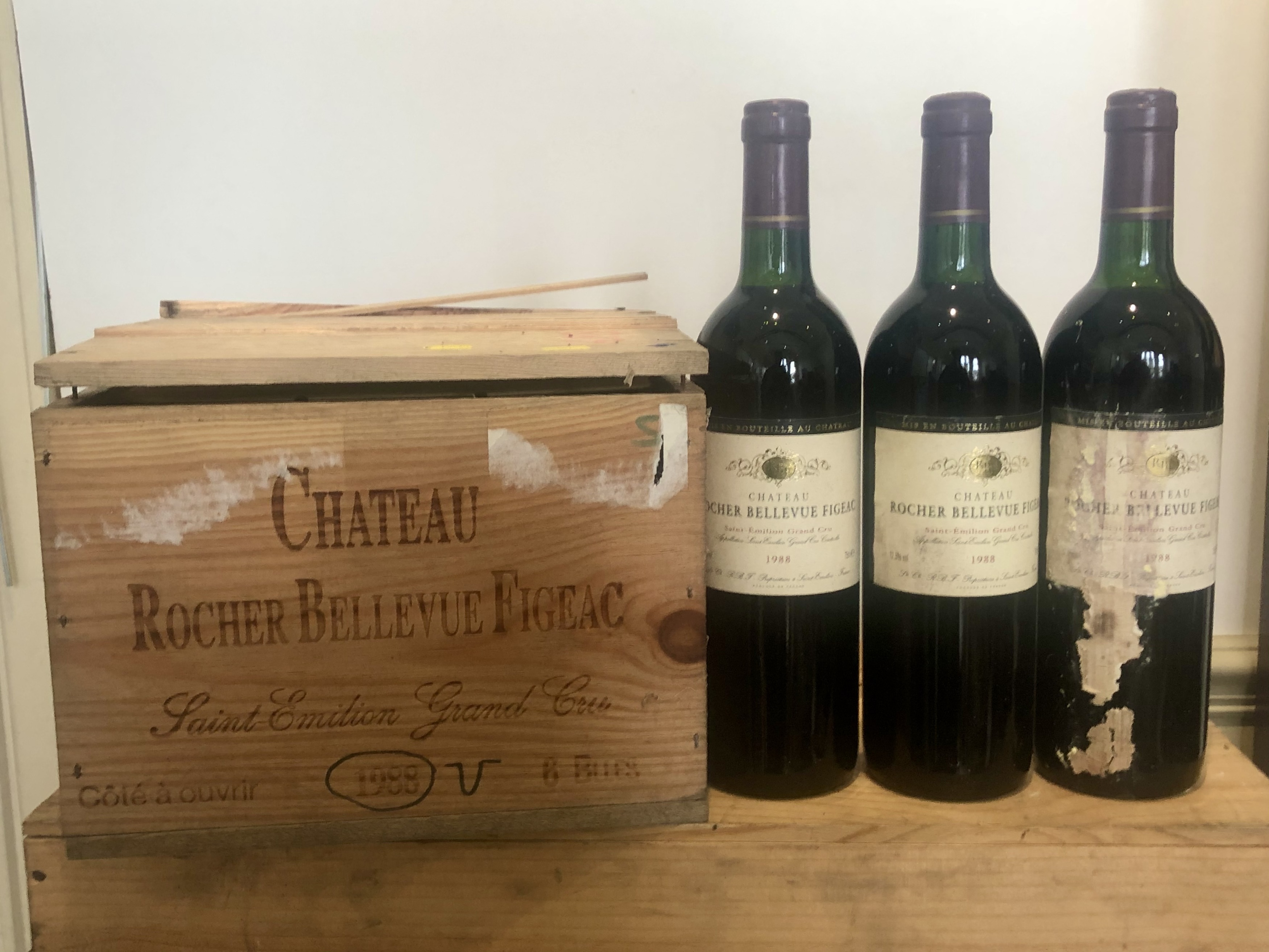 9 Bottles Chateau Rocher-Bellevue Figeac St Emilion Grand Cru 1988
