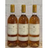 3 Bottles Chateau d’Yquem Premier Grand Cru Classe Sauternes 1990 (3 i/n)