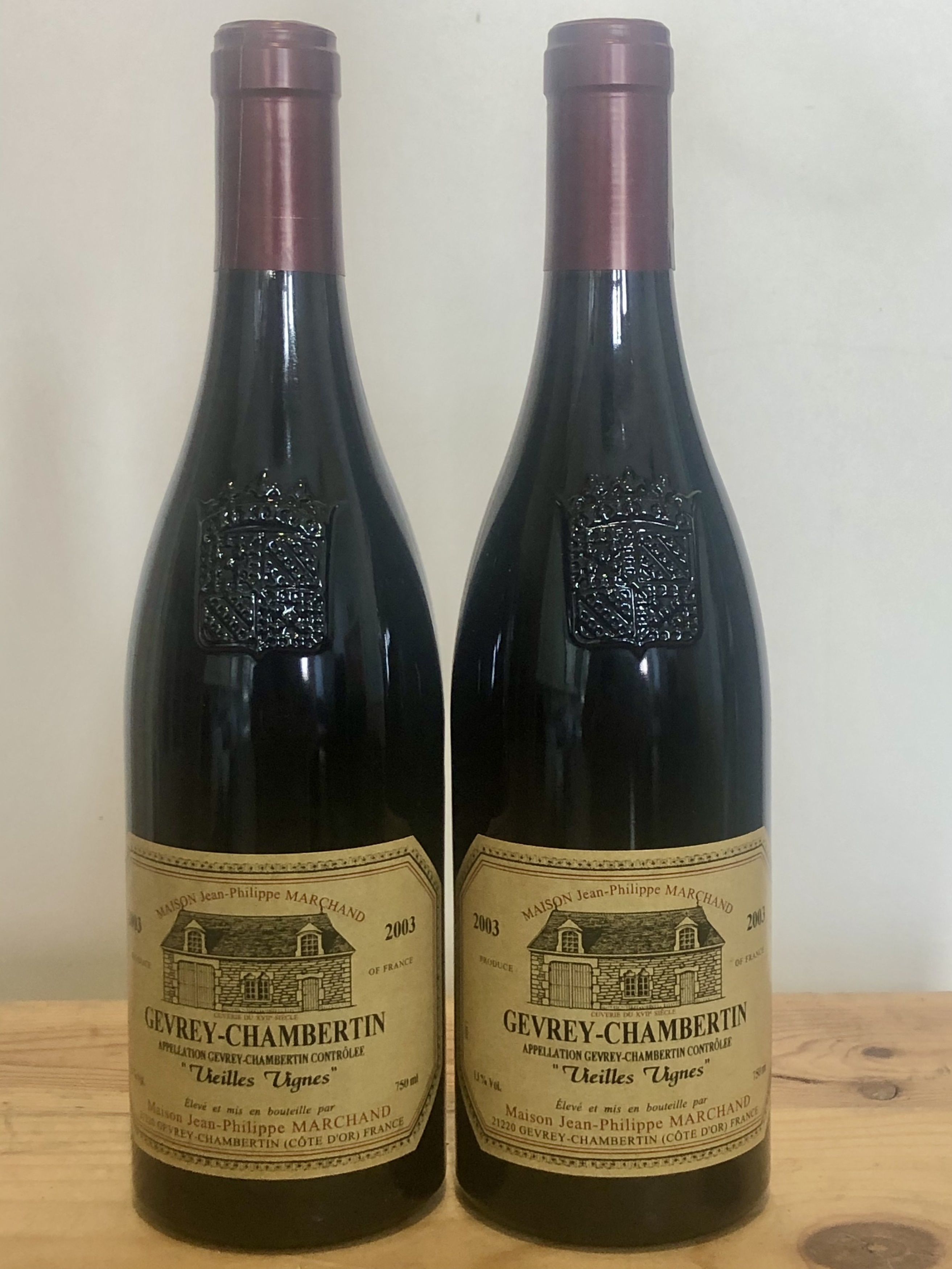 2 bottles Gevrey Chambertin Cuvee Vieilles Vignes Maison Jean-Philippe Marchand 2003