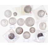 Selection of British Indian silver coinage from Queen Victoria to George VI.