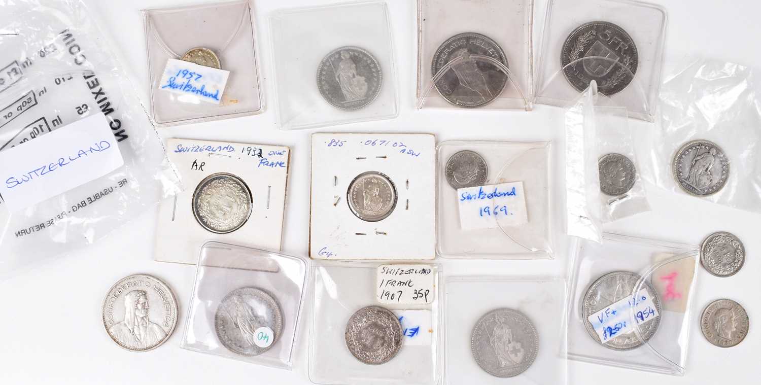 Tin of assorted foreign coinage to include many silver coins from Netherlands etc. - Image 7 of 19