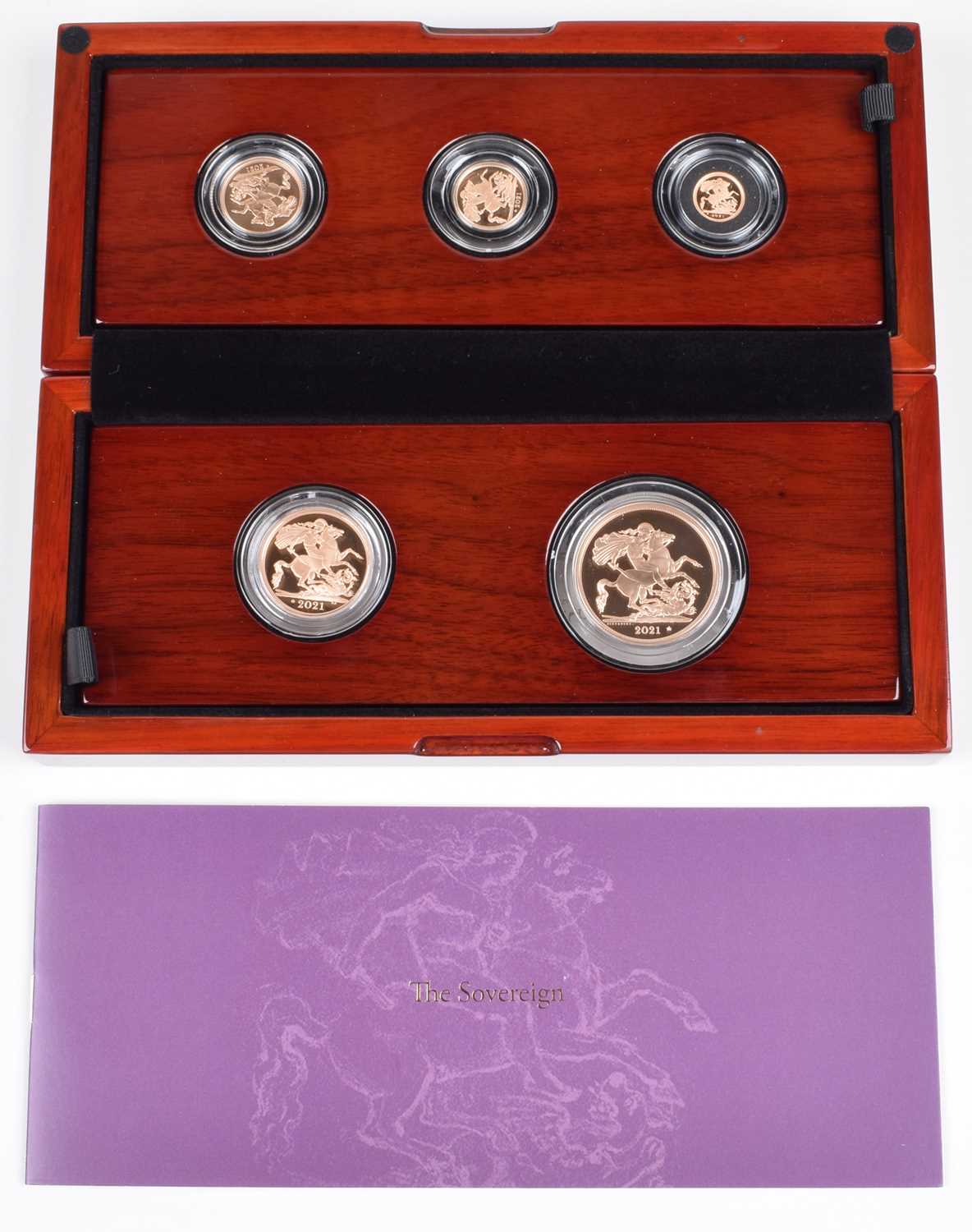 Elizabeth II, United Kingdom, 2021, The Sovereign Five-Coin Gold Proof Set, Royal Mint.