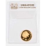 A Singapore 1996 $5 Lion Bullion Coin, 1/10th of an ounce.
