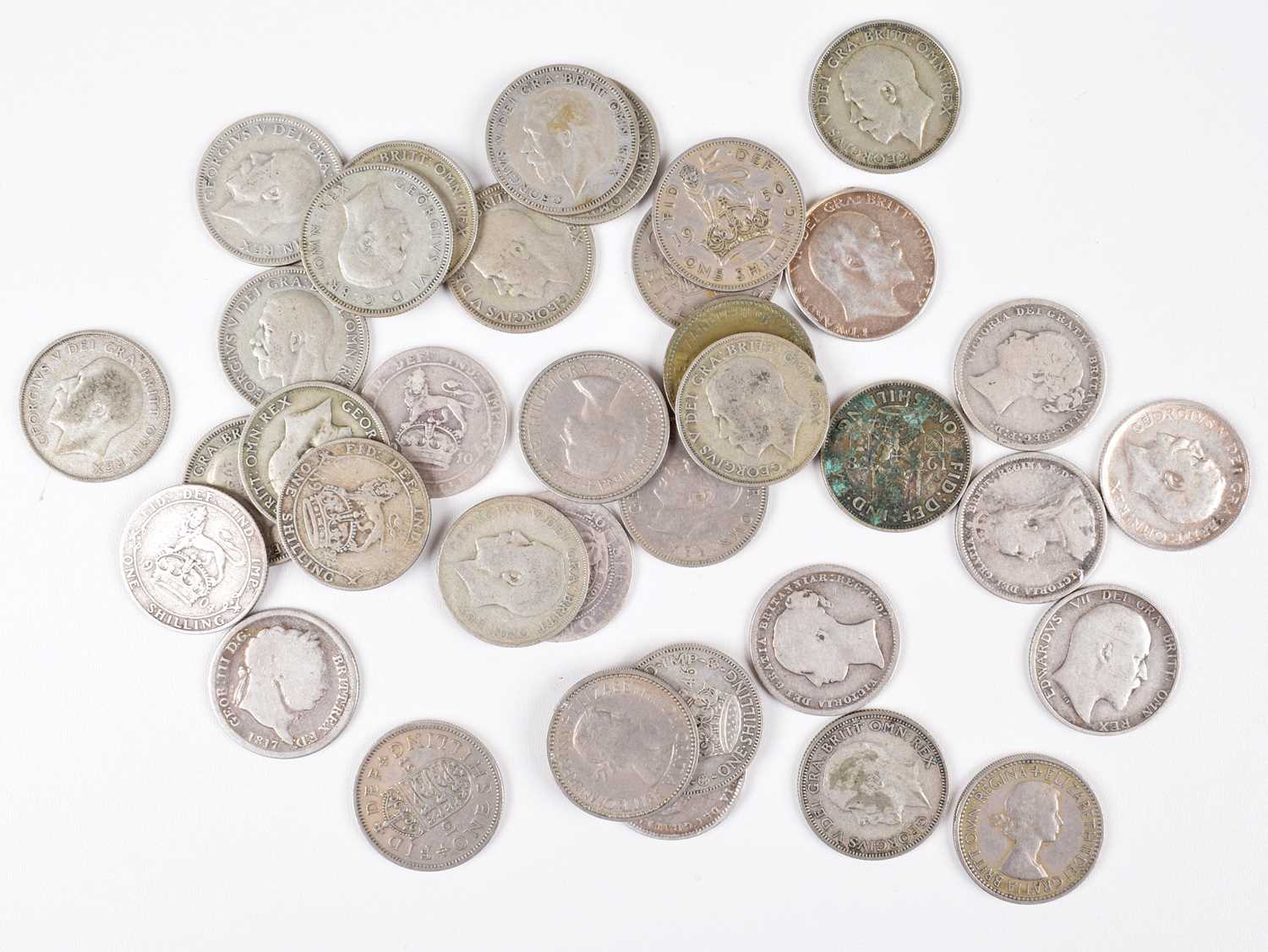 Selection of mainly silver coinage from George III to George V, mainly shillings. - Image 2 of 2