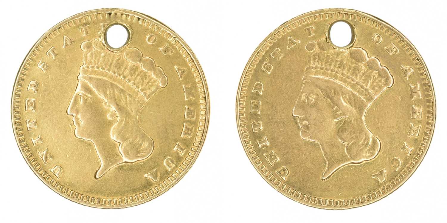 King George V, Half-Sovereign, 1912 and two U.S. gold dollars, 1889. - Image 3 of 4