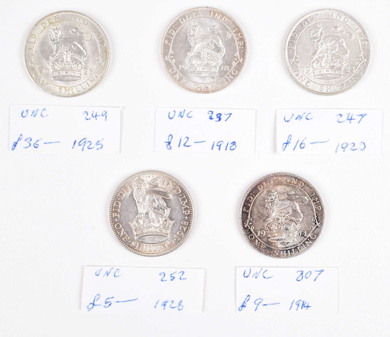 Selection of King George V Shillings, all in high grades (5). - Image 2 of 2