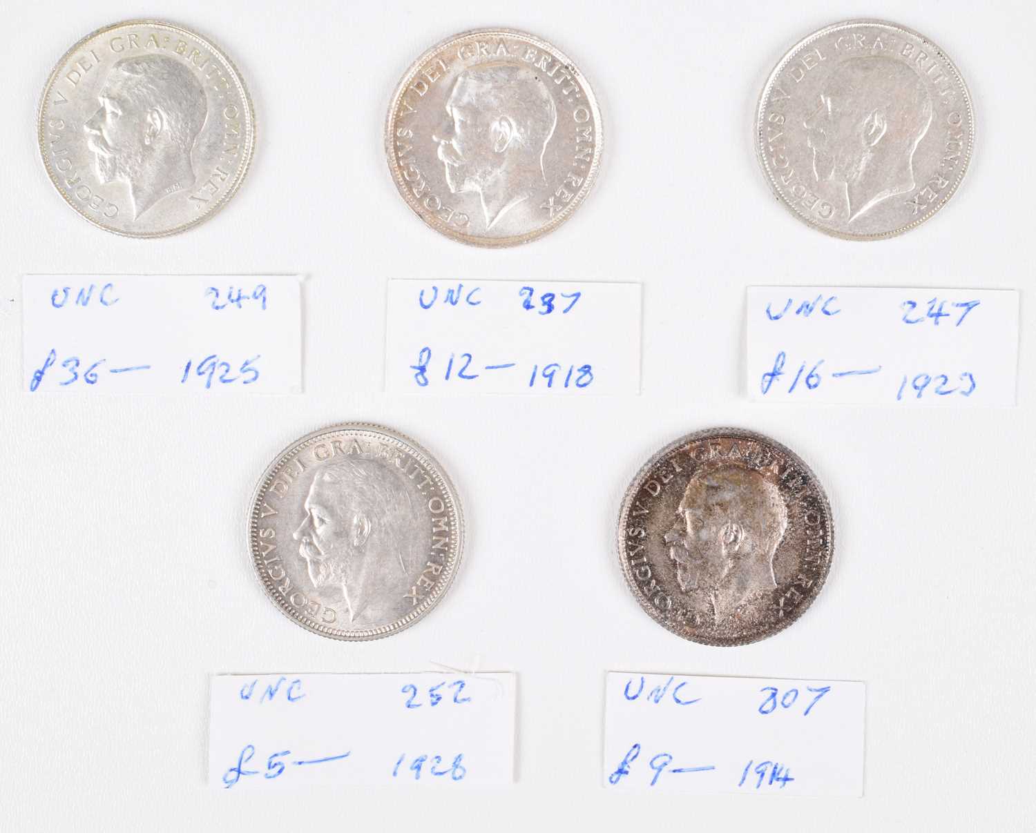 Selection of King George V Shillings, all in high grades (5).