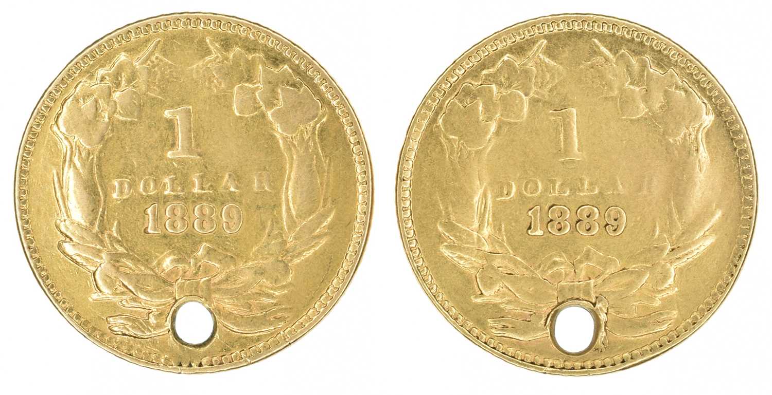 King George V, Half-Sovereign, 1912 and two U.S. gold dollars, 1889. - Image 4 of 4