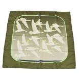 A Hermès "Oiseaux Migrateurs" silk scarf by Cathy Latham,