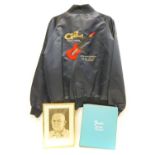 G&L Fender jacket, Fender Service manual and a pencil drawing of Leo Fender