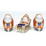 3 Christmas themed Royal Crown Derby paperweights