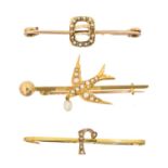 Three early 20th century split pearl brooches,