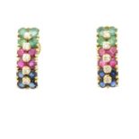 A pair of vari gem earrings,