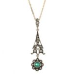 An emerald and diamond necklace,