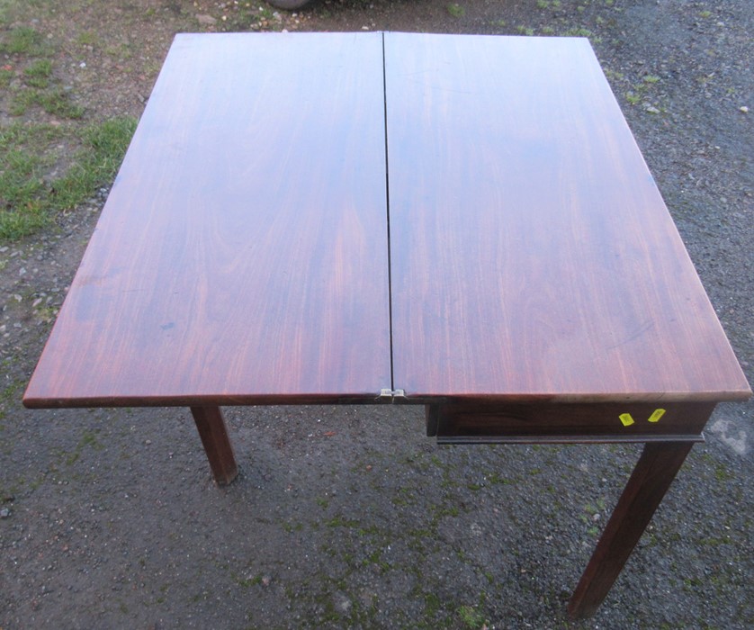 A 19th century mahogany fold over tea table, of rectangular form, with swing leg action, width - Image 3 of 4