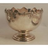 An Edwardian silver Monteith punch bowl, the scalloped edge with shell decoration, Birmingham