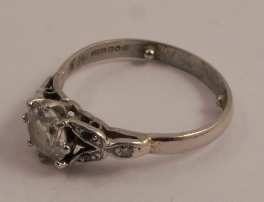 A platinum single stone diamond ring, the transitional cut stone of approximately 0.75 carats, - Image 3 of 4