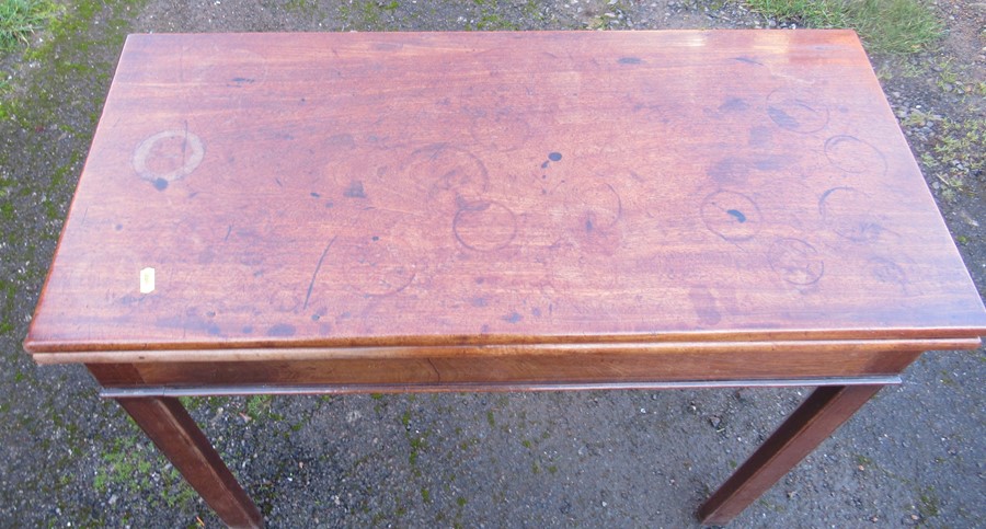 A 19th century mahogany fold over tea table, of rectangular form, with swing leg action, width - Image 4 of 4