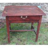 A 19th century primitive side table, fitted with a drawer, width 28.5ins x depth 22ins x height 26.