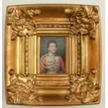 Miniature, portrait of an officer in uniform, inscribed to the reverse, painted by K Maclay
