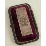 A Victorian silver scent bottle, of rectangular form, engraved with initials, Birmingham 1887,