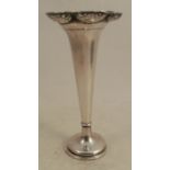 A silver trumpet vase, with pierced shaped edge, Birmingham 1902, height 7.5ins