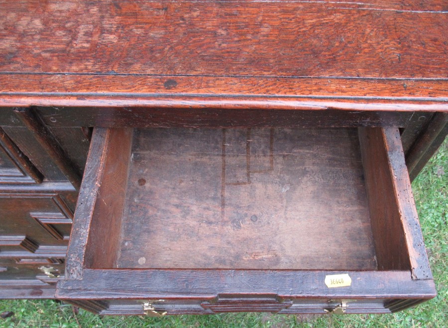 A 17th century style moulded front chest, of two short drawers over three long drawers, width - Image 4 of 6