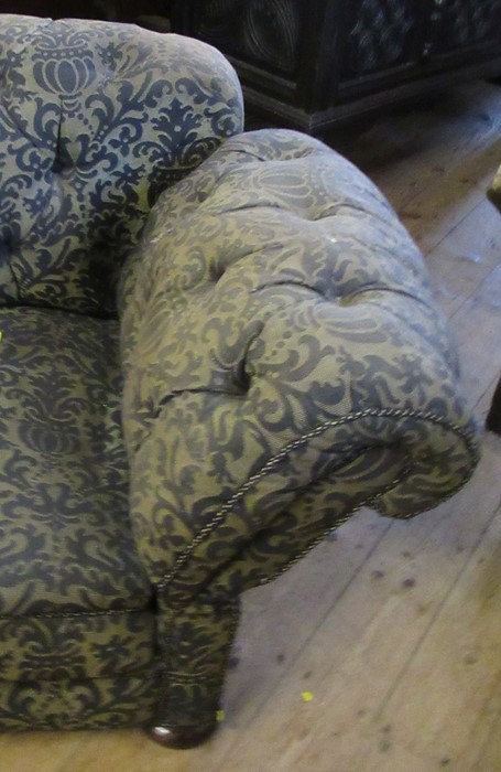 A Victorian deep button back Chesterfield, with drop end, width 84ins - Image 2 of 3