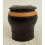 A 19th century Scottish treen snuff mull, with silver plated mounts and engraved with initials,