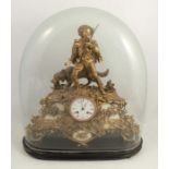 A 19th century Japy Freres gilt metal and marble mantel clock, with striking movement, the white