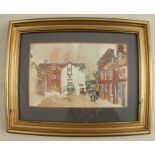 David Birtwhistle, watercolour and pencil, street scene, 4.5ins x 7ins (D)