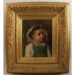 Henri Girardet 1884, oil on canvas, bust portrait of a young girl, 10ins x 8.25ins