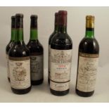 Three bottles of Chateau Gruaud-Larose, Saint Julien, 1976. two bottles of Chateau-Lascombes