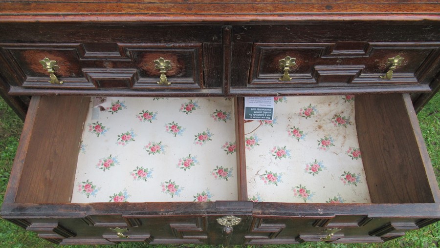 A 17th century style moulded front chest, of two short drawers over three long drawers, width - Image 3 of 6